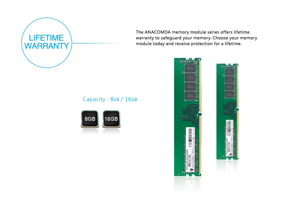 The DDR4 module uses a lower voltage (1.2V) which, in comparison to the standard DDR3 voltage of 1.5V, can save around 20% on electricity while also reducing the operating temperature. This helps to reduce carbon emissions and protect the environment.